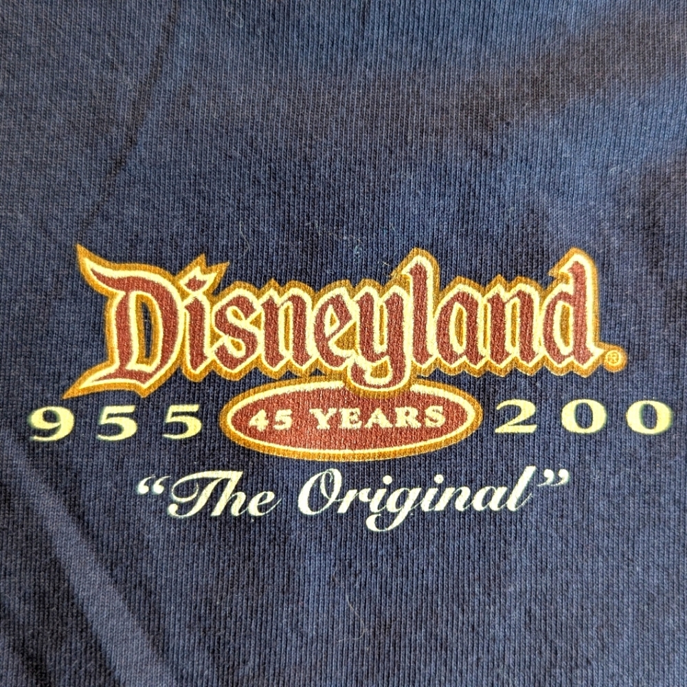 Vintage Disneyland 45 Years Magic T-Shirt Size Small Navy Blue Front & Back EUC
